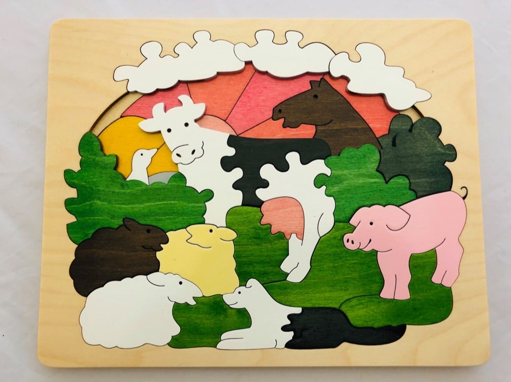 George Luck Farm Animals Layered Tray Puzzle