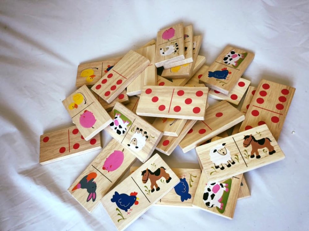 Double Sided Farm Wooden Dominoes