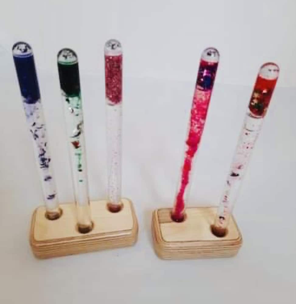 Tocki Hardwood 3 & 2 Hole Stand with Glitter 5 * Tubes