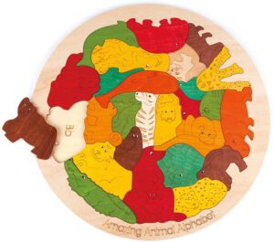 Amazing Animal Alphabet Hand-Cut George Luck Wooden Puzzle