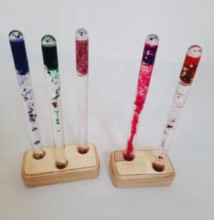 Tocki Hardwood 3 & 2 Hole Stand with Glitter 5 * Tubes